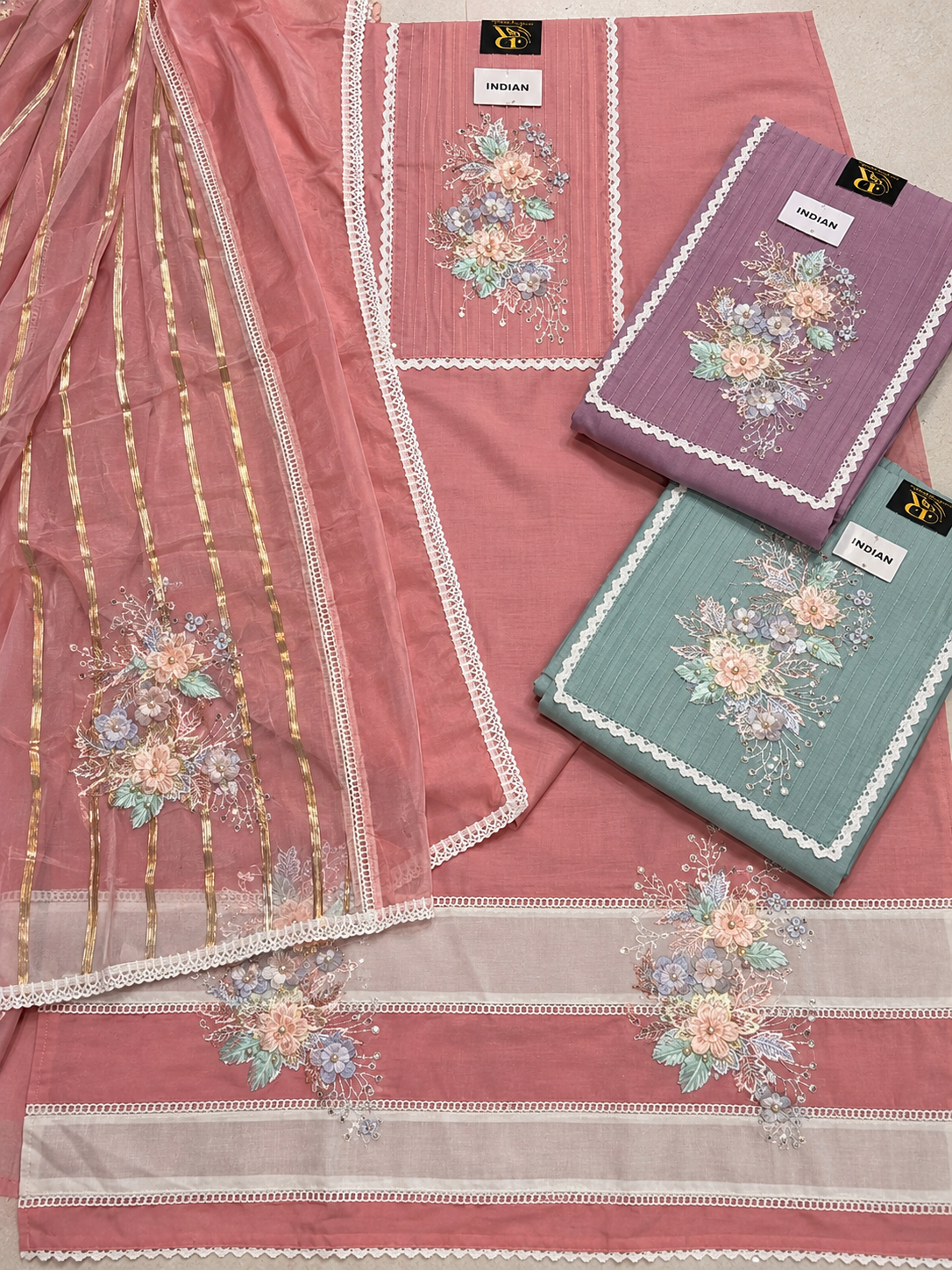 Floral Embroidered SILK SUIT