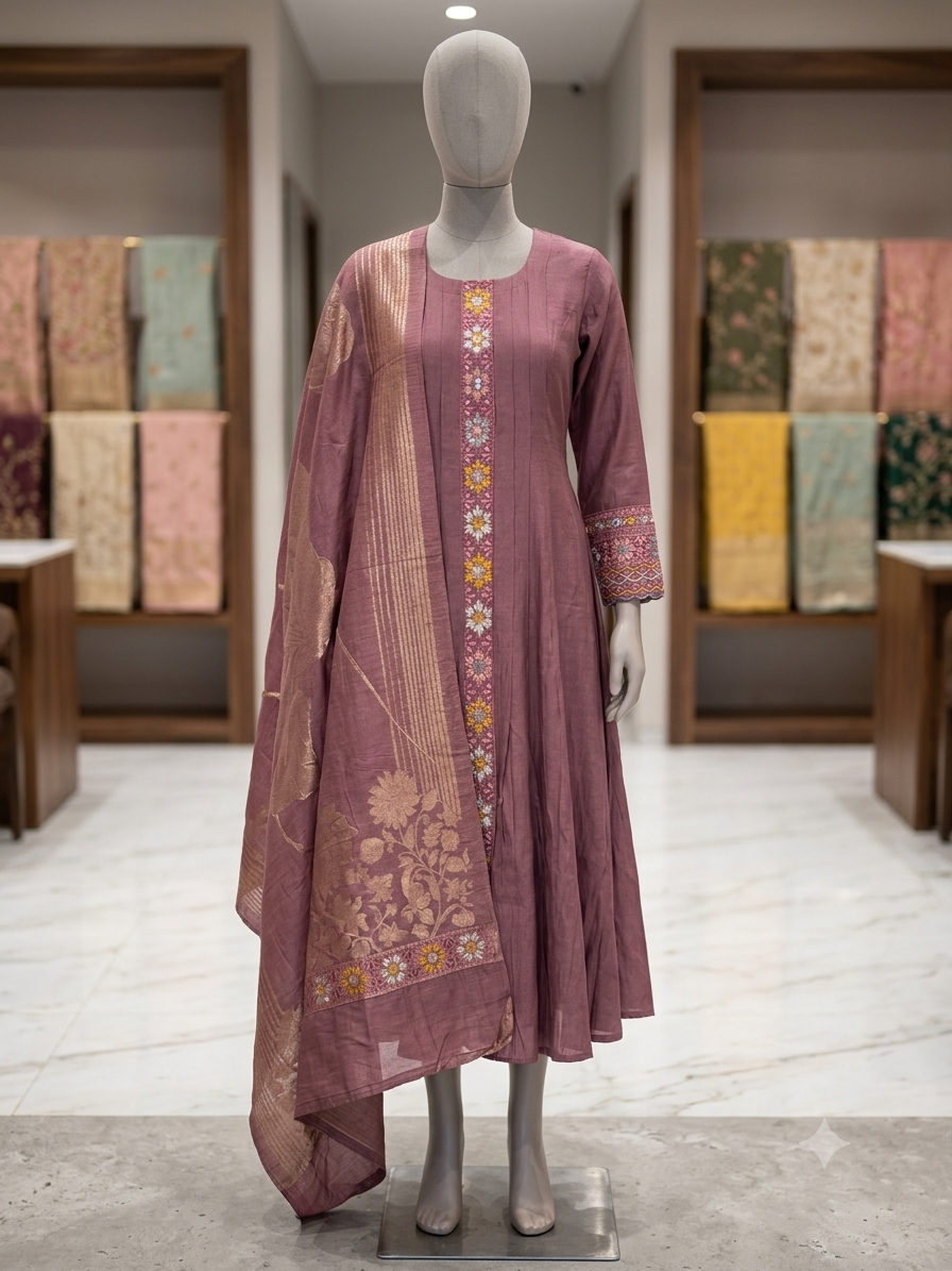 FROKSUIT WITH BANARASI DUPATTA