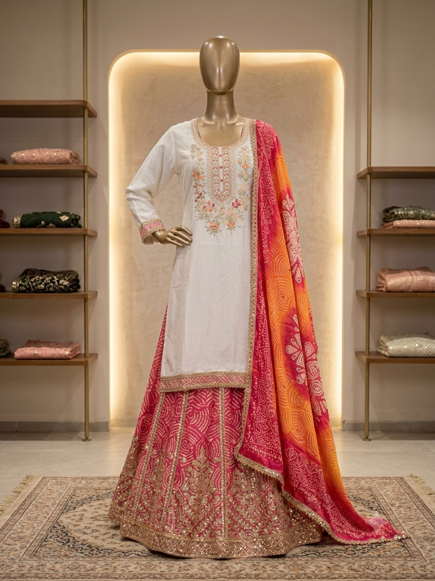 JAIPURI-STYLE STRAIGHT KURTA WITH PLAZZO