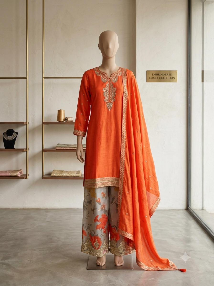 PAKISTANI STRAIGHT KURTI WITH PLAZZO