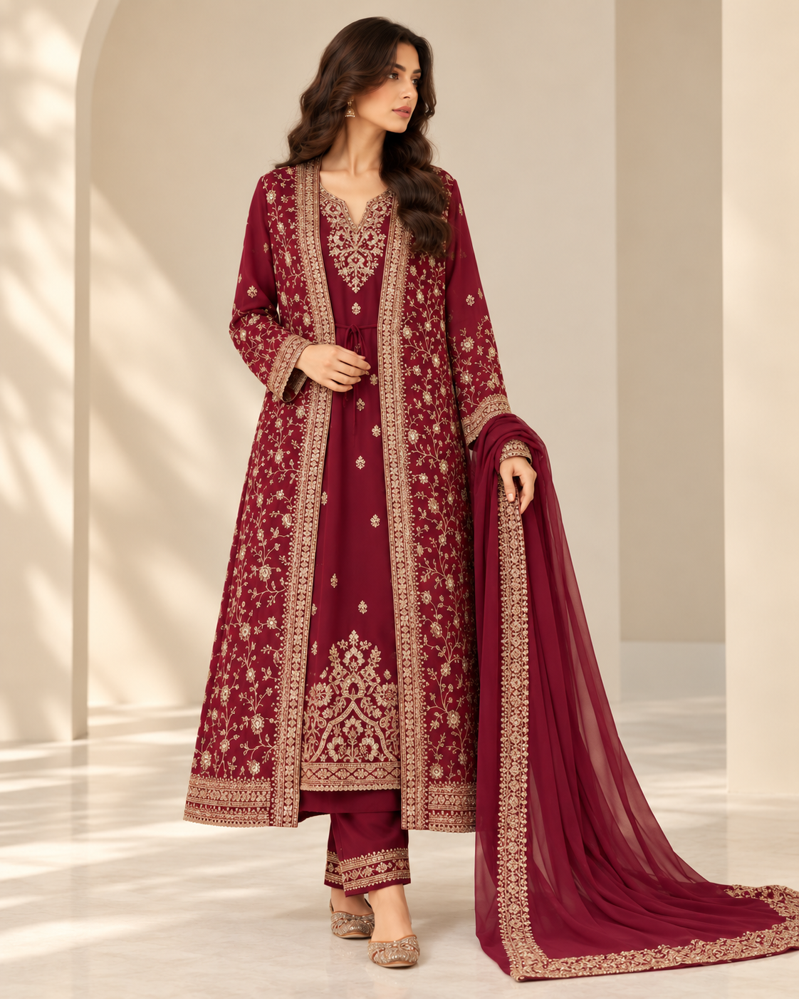 Embroidered Straight Fit Kurta Set